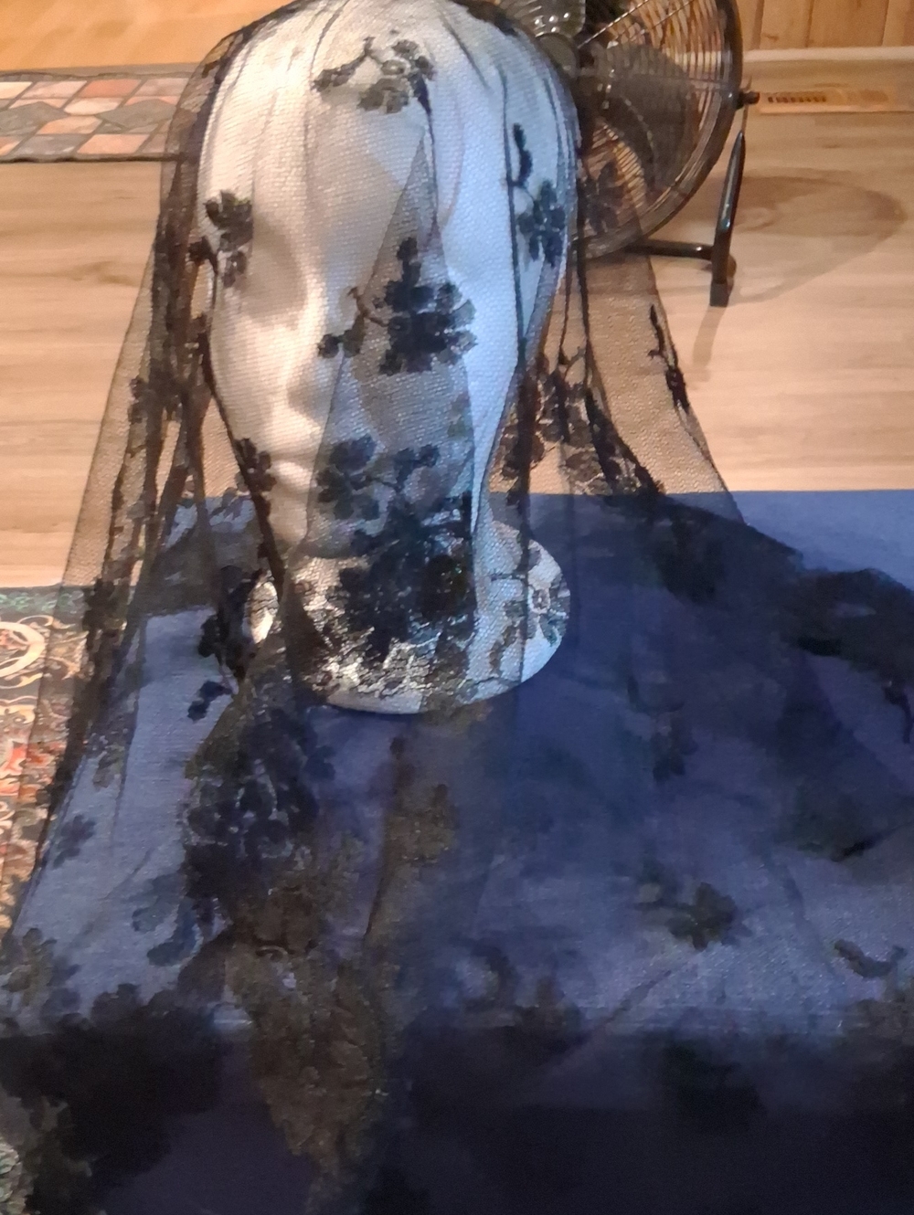 Black Floral Lace Veil Scarf - Women's Accessories - Picture 1 of 2